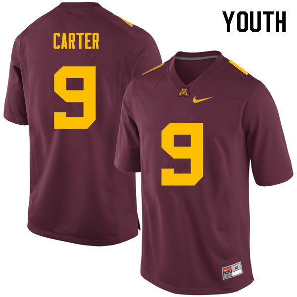 Youth #9 Eric Carter Minnesota Golden Gophers College Football Jerseys Sale-Maroon